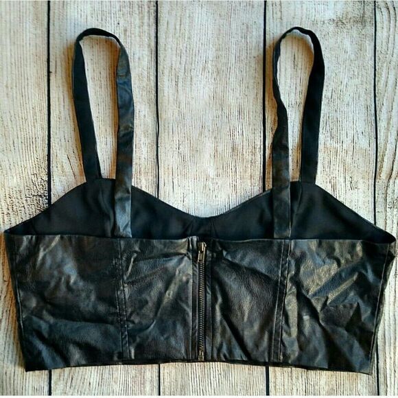New Lucca Couture faux leather bralette. Medium - Picture 2 of 2